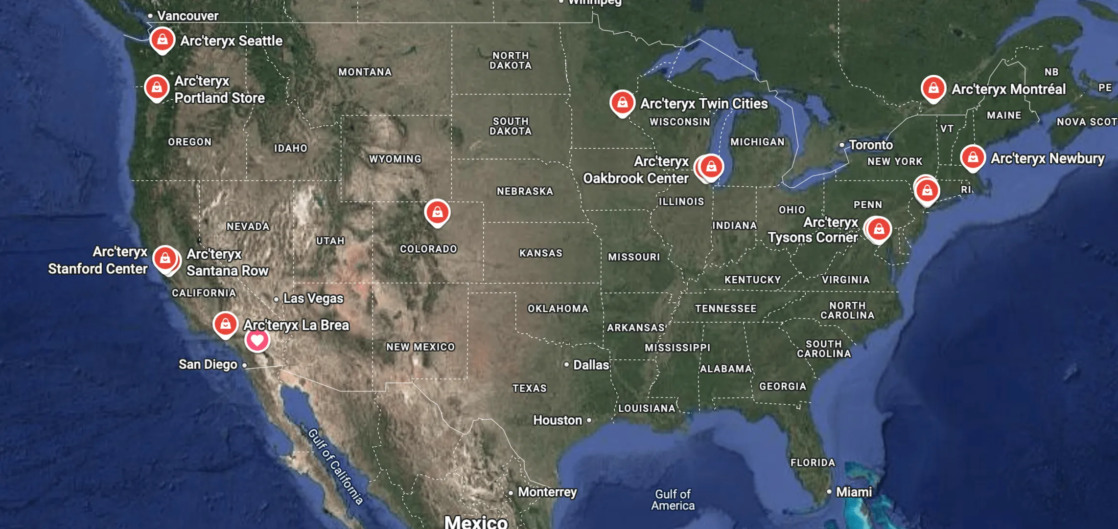 Arc'teryx Locations in the USA